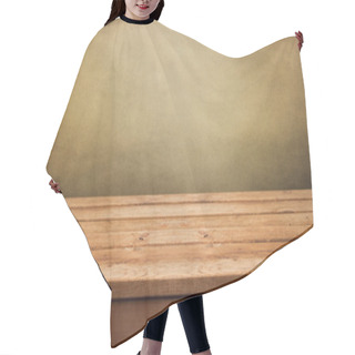 Personality  Background With Wooden Table Hair Cutting Cape