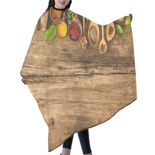 Personality  Colorful Spices On Wooden Table Hair Cutting Cape