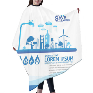Personality  Save The Water Vector Hair Cutting Cape