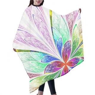 Personality  Multicolor Beautiful Fractal Flower. Computer Generated Graphics. Hair Cutting Cape