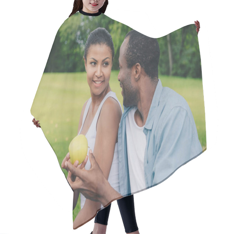Personality  african american couple hair cutting cape