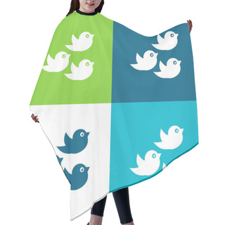 Personality  Birds Group Flat Four Color Minimal Icon Set Hair Cutting Cape