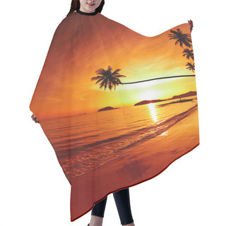 Personality  Tropical Beach At Sunset Hair Cutting Cape