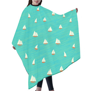 Personality  Nautical Pattern With Small Boats On Waves Hair Cutting Cape