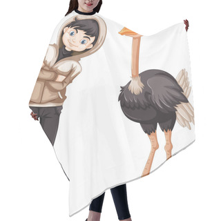 Personality  Teenage Boy And Wild Ostrich Hair Cutting Cape