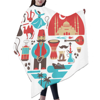 Personality  Turkey- Heart With Set Of Vector Illustrations Hair Cutting Cape
