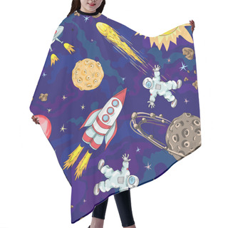 Personality  Hand Drawn Space Seamless Pattern Hair Cutting Cape