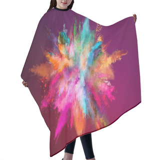 Personality  Colored Powder Explosion On Dark Gradient Background. Hair Cutting Cape
