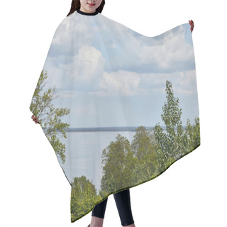 Personality  Landscape With Green Leafy Trees, River And Peaceful Sky Hair Cutting Cape