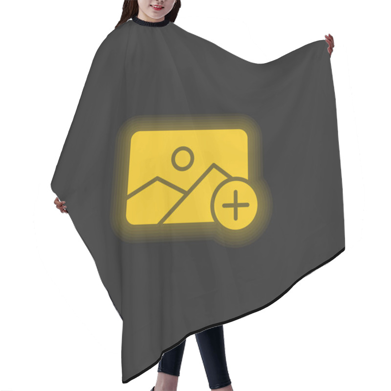 Personality  Add yellow glowing neon icon hair cutting cape