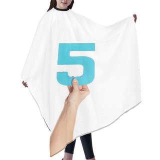 Personality  Hand Holding Up The Number Five From The Bottom Hair Cutting Cape