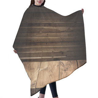 Personality  Old Wooden Tabletop And Wooden Wall At The Background. Hair Cutting Cape
