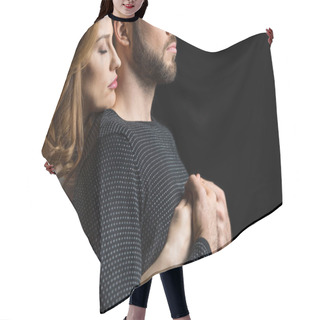 Personality  Young Couple Hugging Hair Cutting Cape