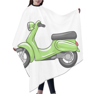 Personality  Scooter Cartoon Vector Illustration Hair Cutting Cape