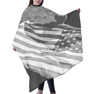 Personality  Boy Running With American Flag Hair Cutting Cape