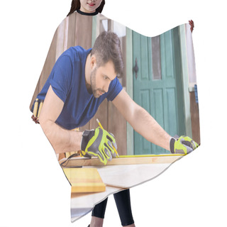 Personality  Carpenter Working With Wooden Plank Hair Cutting Cape