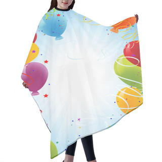 Personality  Celebration Background With Balloons Hair Cutting Cape