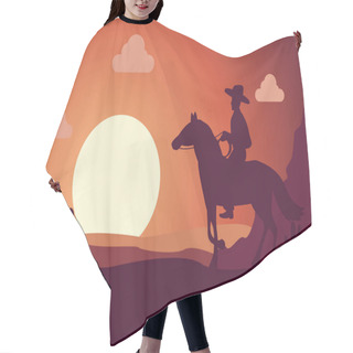 Personality  Silhouette Scenery Cowboy In Desert On Sunset Time Hair Cutting Cape