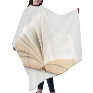 Personality  Open Book With Text On Light Grey Background Hair Cutting Cape