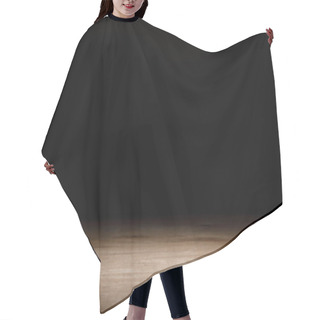 Personality  Brown Wooden Textured Table On Black Hair Cutting Cape