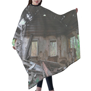 Personality  Ruins Of Old Abandoned Wooden House Hair Cutting Cape