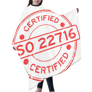 Personality  Grunge Red ISO 22716 Certified Word Round Rubber Seal Stamp On White Background Hair Cutting Cape
