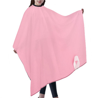 Personality  Top View Of Pink Ribbon On Pink Background With Copy Space, Breast Cancer Concept Hair Cutting Cape