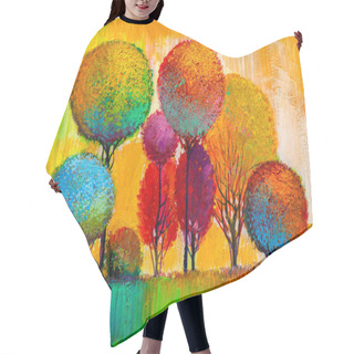 Personality  Oil Painting Landscape, Colorful  Trees.  Hand Painted Impressionist, Outdoor Landscape. Hair Cutting Cape