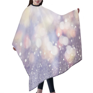 Personality  Silver  White Glittering Christmas Lights. Blurred Abstract Back Hair Cutting Cape