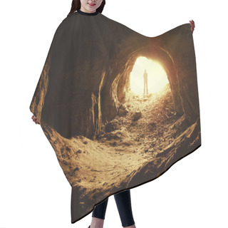 Personality  Man Standing In Front Of A Cave Entrance Hair Cutting Cape