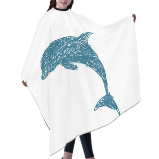 Personality  Dolphin Line Abstract. Handmade Shading. Vector Illustration Hair Cutting Cape