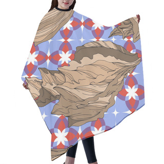 Personality  Vector Summer Beach Seashell Tropical Elements. Brown Beige Engr Hair Cutting Cape