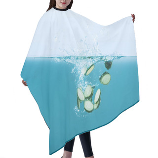 Personality  Cucumber Slices Falling Into Water With Splashes Hair Cutting Cape