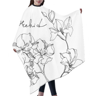Personality  Vector Orchid Floral Botanical Flowers. Black And White Engraved Ink Art. Isolated Orchids Illustration Element. Hair Cutting Cape