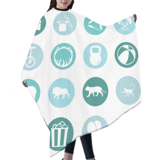 Personality  Set Of Circus Icons Hair Cutting Cape