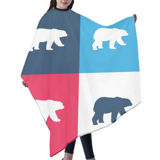 Personality  Bear Black Shape Blue And Red Four Color Minimal Icon Set Hair Cutting Cape