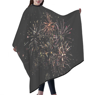 Personality  Traditional Festive Fireworks In Dark Night Sky, Isolated On Black Hair Cutting Cape