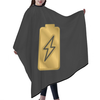 Personality  Battery Gold Plated Metalic Icon Or Logo Vector Hair Cutting Cape