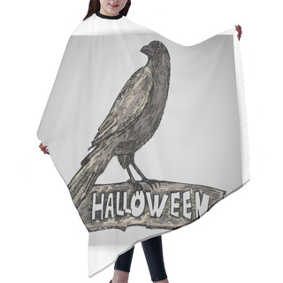 Personality  Halloween Crow On Grey Background. Vector Illustration Hair Cutting Cape