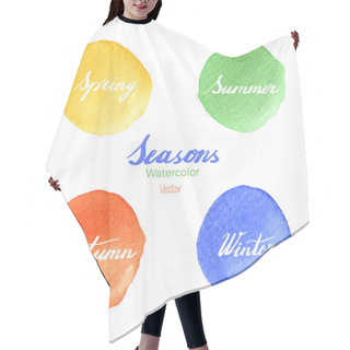 Personality  Names Of Seasond On Watercolor Paint Stains Hair Cutting Cape