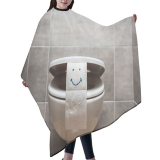 Personality  Ceramic Clean Toilet Bowl And Toilet Paper With Smiley Face In Modern Restroom  Hair Cutting Cape