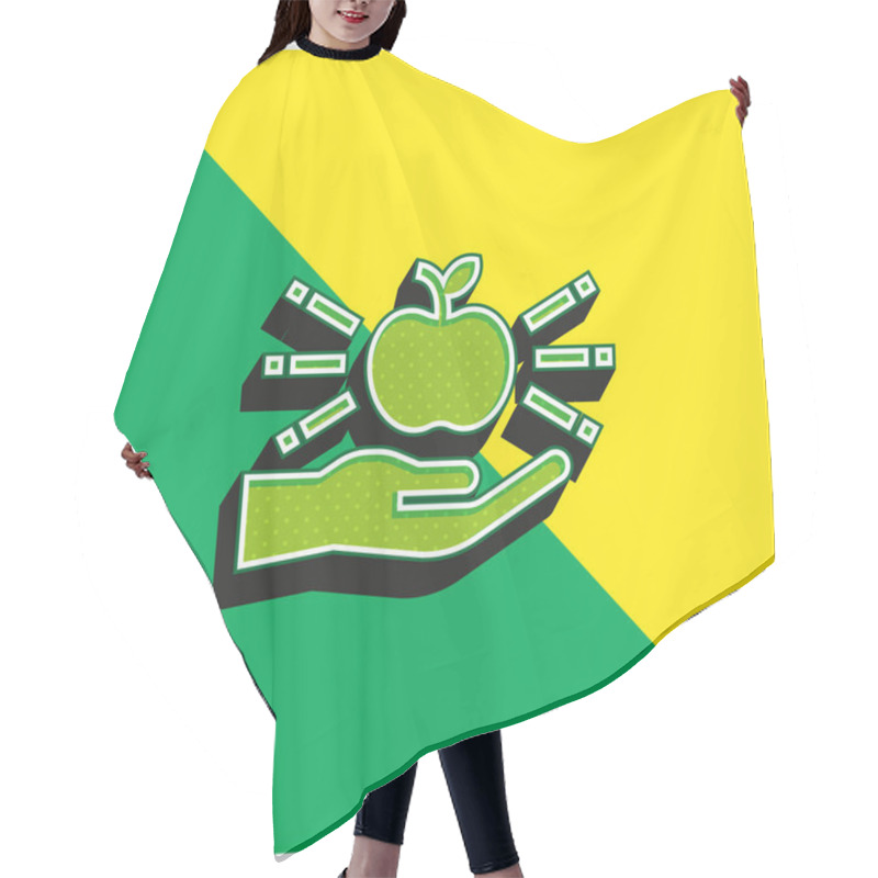 Personality  Apple Green and yellow modern 3d vector icon logo hair cutting cape