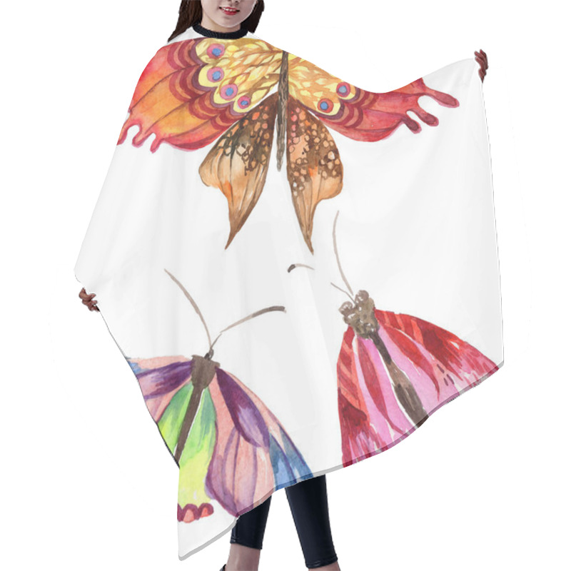 Personality  Exotic  Butterfly Wild Insect In A Watercolor Style Isolated. Hair Cutting Cape