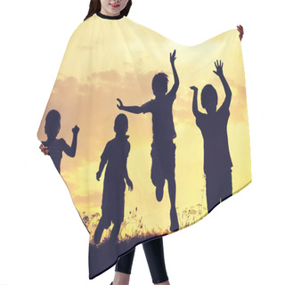 Personality  Group Of Happy Children Playing On Meadow Hair Cutting Cape