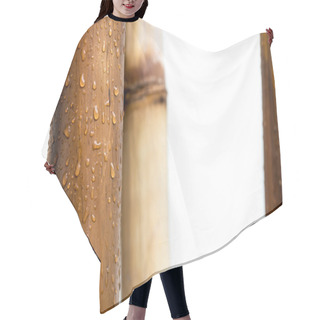 Personality  Bamboo Varnished Logs With White Background And Raindrops Hair Cutting Cape