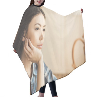 Personality  Woman Daydreaming At Home Hair Cutting Cape