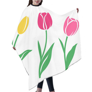 Personality  Set Of Colorful Tulip Silhouettes Hair Cutting Cape