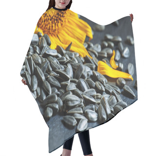 Personality  Sunflower Seeds On A Wooden Background Hair Cutting Cape