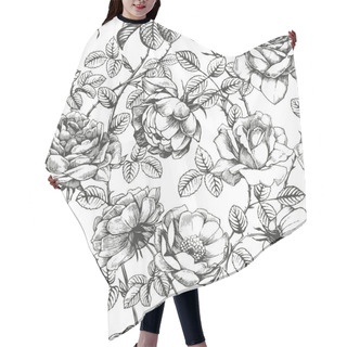 Personality  Rose Pattern White Hair Cutting Cape