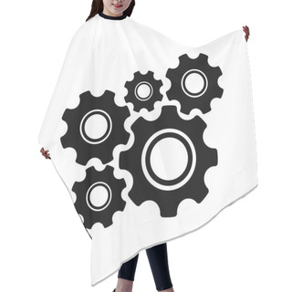 Personality  Gear Mechanism And Settings Vector Icon Hair Cutting Cape